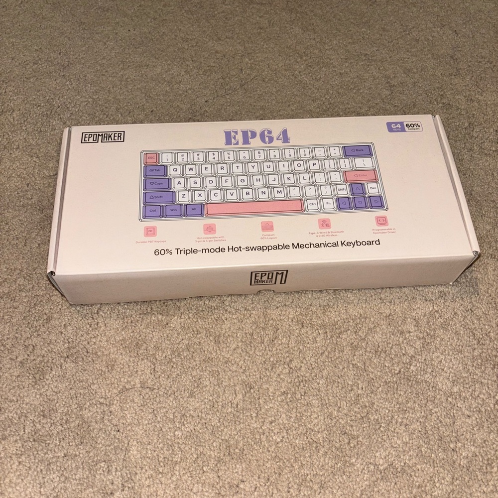 EP64 Purple and White Mechanical Keyboard
